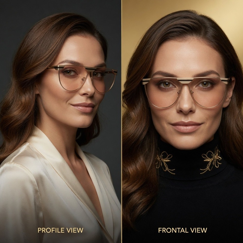 Gold Shield Sunglasses Oversized Flat Top Metal Frame Light‎ Champagne Lens 2026